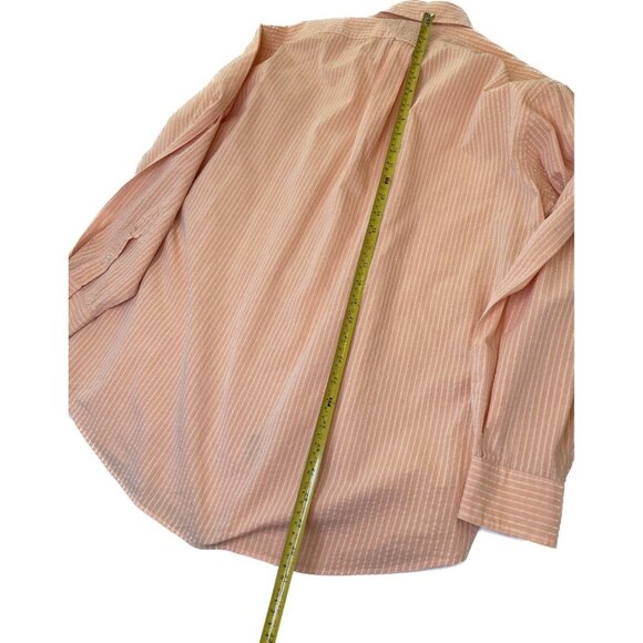 Vintage Faconnable Men’s Button-Up Shirt Orange Striped M Cotton Made In USA - Picture 7 of 7